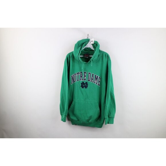 Vintage Mens Medium Faded Spell Out Notre Dame University Hoodie Sweatshirt - Picture 1 of 14